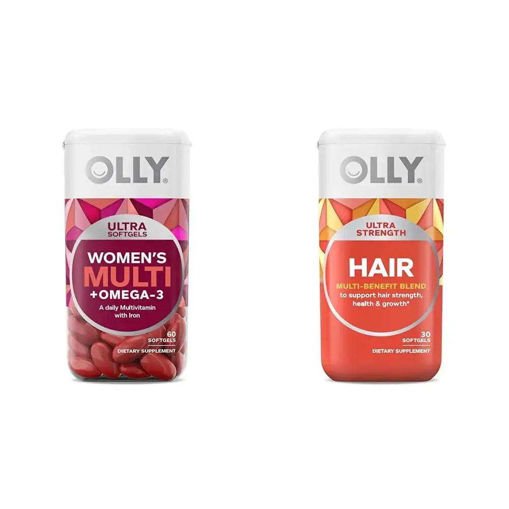 OLLY Ultra Women's Multi Softgels & Ultra Strength Hair Softgels, Supports Hair Health, Biotin, Keratin, Vitamin D, B12, Hair Supplement, 30 Day Supply - 30 Count OLLY Au supplements