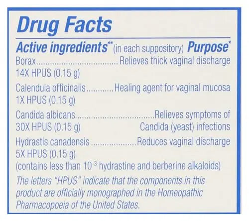 Boiron YeastCalm Homeopathic Suppositories for Yeast Infections, Burning, Discharge Boiron Au supplements