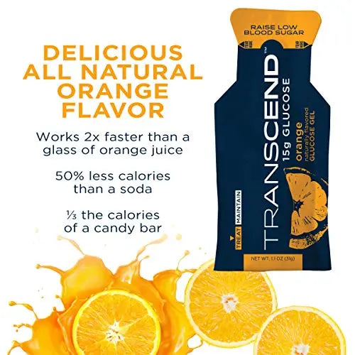 Transcend Glucose Gel Packs - Orange, 30 Pack (1.1oz each) - FSA/HSA Transcend Au supplements