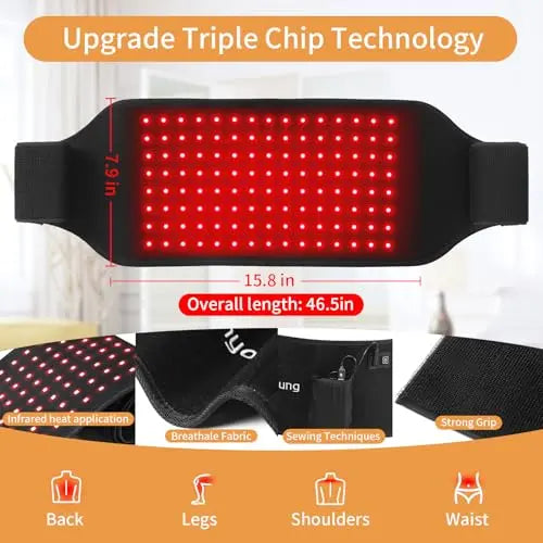 SUNNYOUNG Red Light Therapy Belt, Infrared Light Therapy Wrap Muscle Relaxing Belt with 120 LED Lights sunnyoung Au supplements