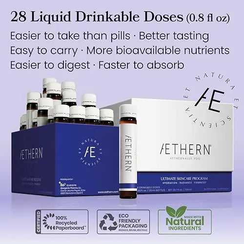 Collagen Drink + Hyaluronic Acid. Liquid Skincare Supplement. 12 High-Grade Natural Ingredients AETHERN Au supplements