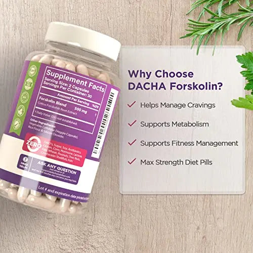 DACHA Natural Forskolin Max Strength Formula- 500mg Coleus Extract, Keto Diet Pills That DACHA Au supplements