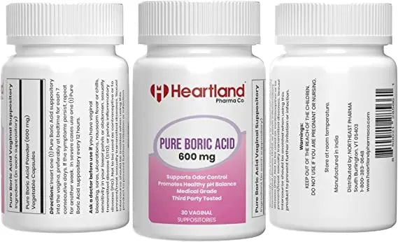Heartland Pharma Boric Acid Vaginal Suppositories Medical Grade 100% USA Manufactured (30 ct)(1 Pack) Heartland Pharma Au supplements