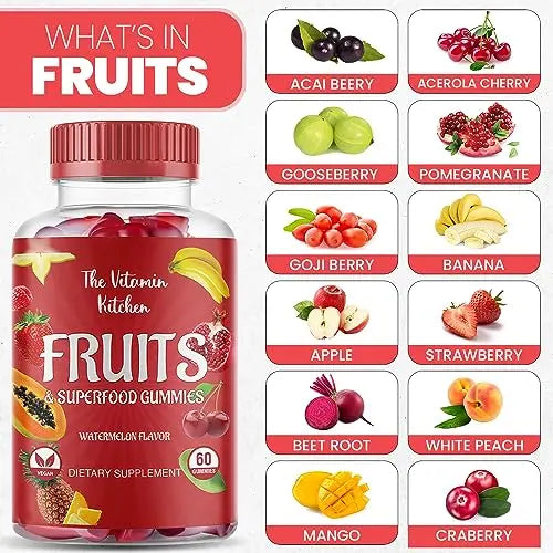 The Vitamin Kitchen Fruit and Veggies Gummies-120 Chews 60 Super Fruits The Vitamin Kitchen Au supplements