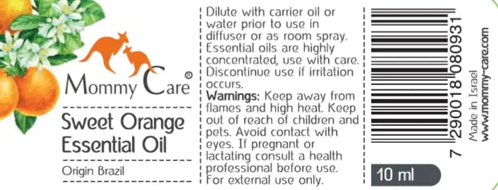 mommy care Sweet Orange Essential Oil for Aromatherapy 0.338 fl oz Brazil Origin MOMMY CARE Au supplements
