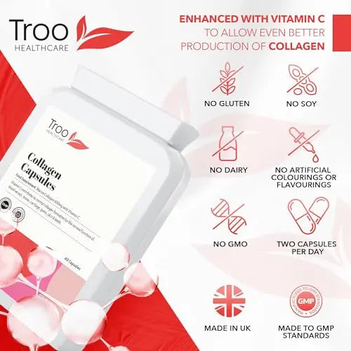 Troo Marine Collagen Supplement - 60 High Strength Capsules 1200mg Serving - Hydrolysed Marine Collagen Peptides with Vitamin C Troo Health Care Au supplements