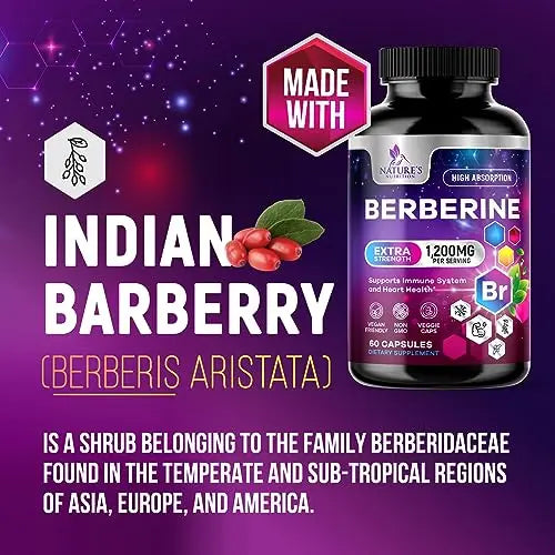 Berberine Supplement 1200mg per Serving - High Absorption Heart Health Support Nature's Nutrition Au supplements