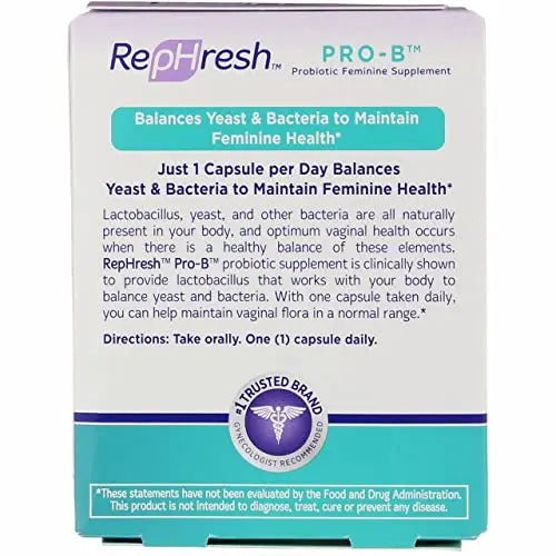 RepHresh Pro-B Vaginal Probiotic Feminine Supplement One Bottle 30 Count Rephresh Au supplements