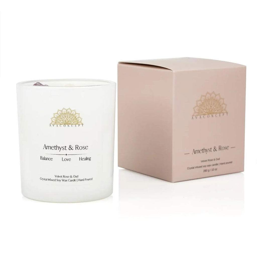 Ava Concept Scented Crystal Candle 10 oz jar Candle (Velvet Rose & Oud) ava concept Au supplements