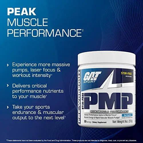 GAT SPORT PMP (Peak Muscle Performance), Pre-Workout, 30 Servings (Blue Raspberry GAT SPORT Au supplements