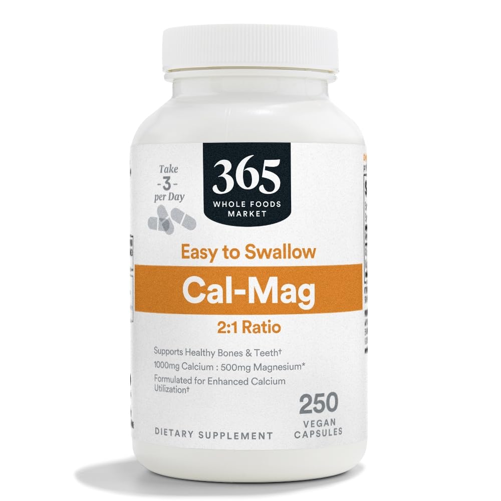 365 by Whole Foods Market, Cal-Mag 2:1 Ratio, Easy-to-Swallow Vegan Capsules, 250 Count 365 by Whole Foods Market Au supplements