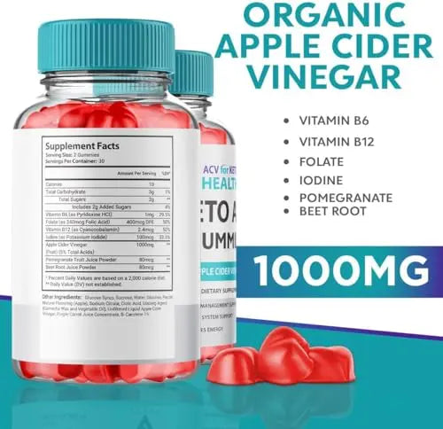 (3 Pack) ACV for Keto Health - Premium Apple Cider Vinegar Gummies – Natural Detox Hidden Elixir Au supplements