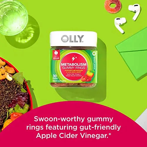 OLLY Metabolism Gummy Rings, Apple Cider Vinegar, Vitamin B12, Chromium, Energy and Digestive Health OLLY Au supplements