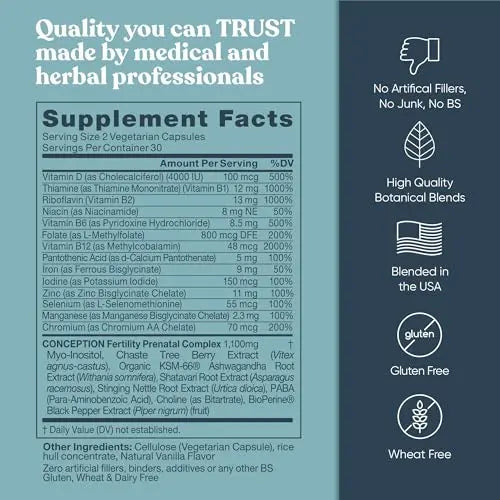 Conception Fertility Supplements for Women – Prenatal Vitamins – Promote Hormone Balance Eu Natural Au supplements