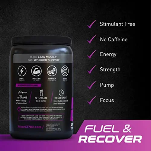 PrimeGENIX Stimulant-Free Pre Workout Powder for Men and Women - Energy Boost Drink PrimeGENIX Au supplements