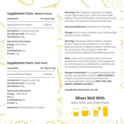 100% Pure Hydrolysed Collagen Peptides Powder - 400g Tub | Halal & Grass-Fed Bovine Collagen CLN Labs Au supplements