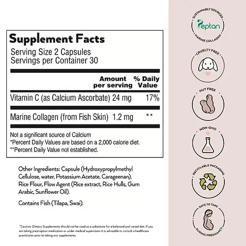 Simone Thomas Wellness, SkinQuencher Marine Collagen with Vitamin C, Food Supplement 60 Capsules Simone Thomas Wellness Au supplements