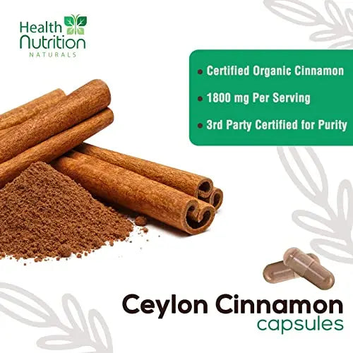 Pure Ceylon Cinnamon Capsules - Certified Organic Cinnamon Pills, Non-GMO, Dairy & Gluten Health Nutrition Naturals Au supplements