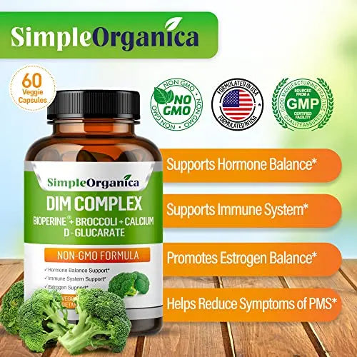 Simple Organica DIM Supplement for Women and Men 300mg with BioPerine, Broccoli Simple Organica Au supplements