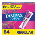 Tampax Radiant Tampons, Regular Absorbency, with Leakguard Braid, Unscented, 84 Count Tampax Au supplements