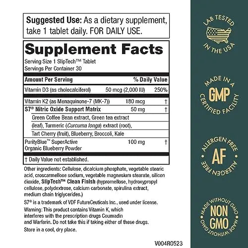 Purity Products Artery Pill Core from MK-7 Vitamin K2, Plant-Based S7 Nitric Oxide Booster Purity Products Au supplements
