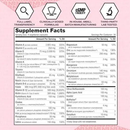 NutraBio Multisport for Women - Womens MultiVitamin - 33 Vitamins, Minerals, Micronutrients - Rich in Antioxidants NutraBio Au supplements