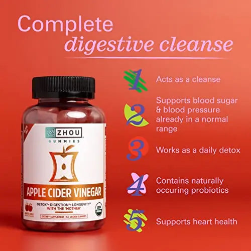 Zhou Nutrition Apple Cider Vinegar Gummies with The Mother, ACV Detox & Cleanse Zhou Nutrition Au supplements