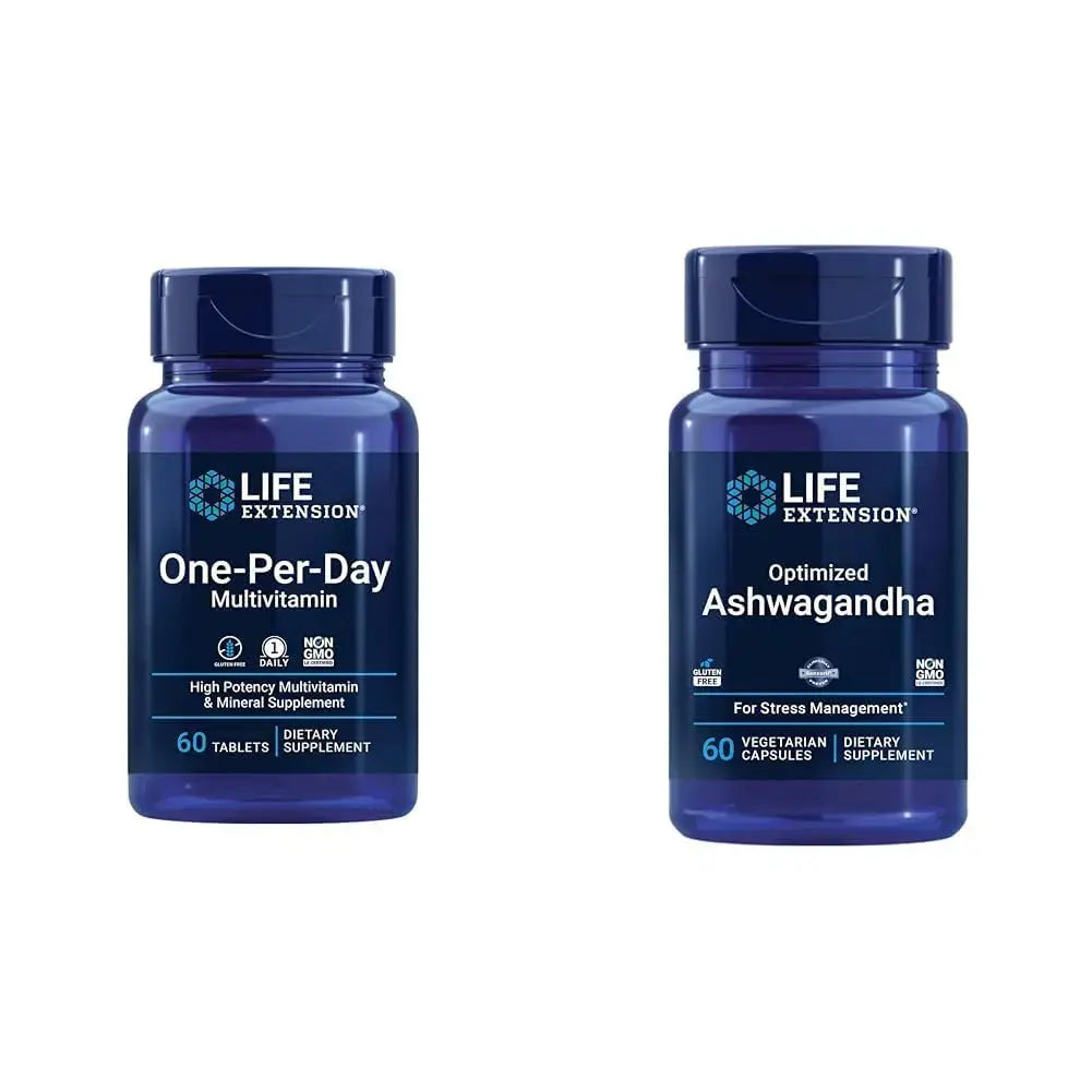 Life Extension One-Per-Day Multivitamin 60 Tablets and Optimized Ashwagandha 60 Capsules Bundle Life Extension Au supplements