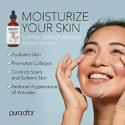 PURA D'OR 4 Oz ORGANIC Vitamin E Oil Blend 70,000 IU - 100% Natural Hexane Free, Sweet Almond PURA D'OR Au supplements