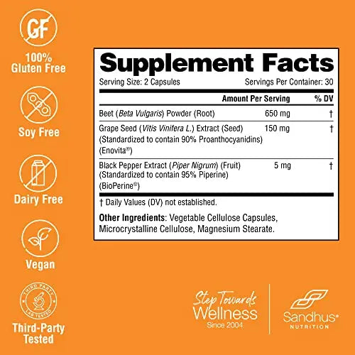 Sandhu's Beet Root Powder Capsules with Bioperine| 60 Capsules, 60 Days Supply Sandhu's Au supplements