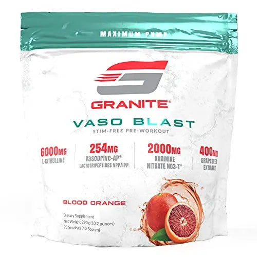 Granite Vaso Blast Advanced 'Stim-Free' Pre-Workout | Supports Vasodialation, NO Conversion Granite Supplements Au supplements