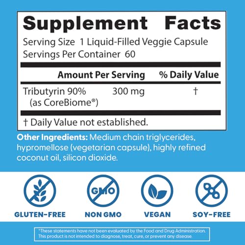 Doctor's BEST High Absorption Postbiotic Butyrate Featuring Corebiome, Gut & Immune Health, Non-GMO, Gluten Free, Soy Free, Vegan, 30 Liquid Veggie Caps Doctor's BEST Au supplements