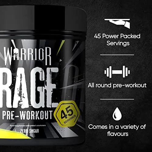 Warrior - RAGE Pre Workout Powder – Lightnin’ Lemonade 392g, WA-RG-045-01 Warrior Au supplements