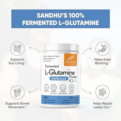 Sandhu's L-Glutamine - 100 Servings -Made in USA -500 Gram- Non-GMO- Amino Sandhu's Au supplements