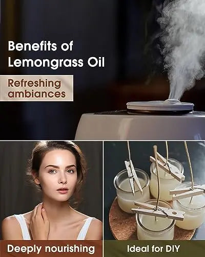 NATURE HUE Lemongrass Essential Oil - 10 mL (1/3 oz) - Pure, Natural, Therapeutic Grade NATURE HUE Au supplements