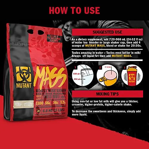 MUTANT Mass Weight Gainer Protein Powder, High-Calorie Workout Shakes Mutant Au supplements