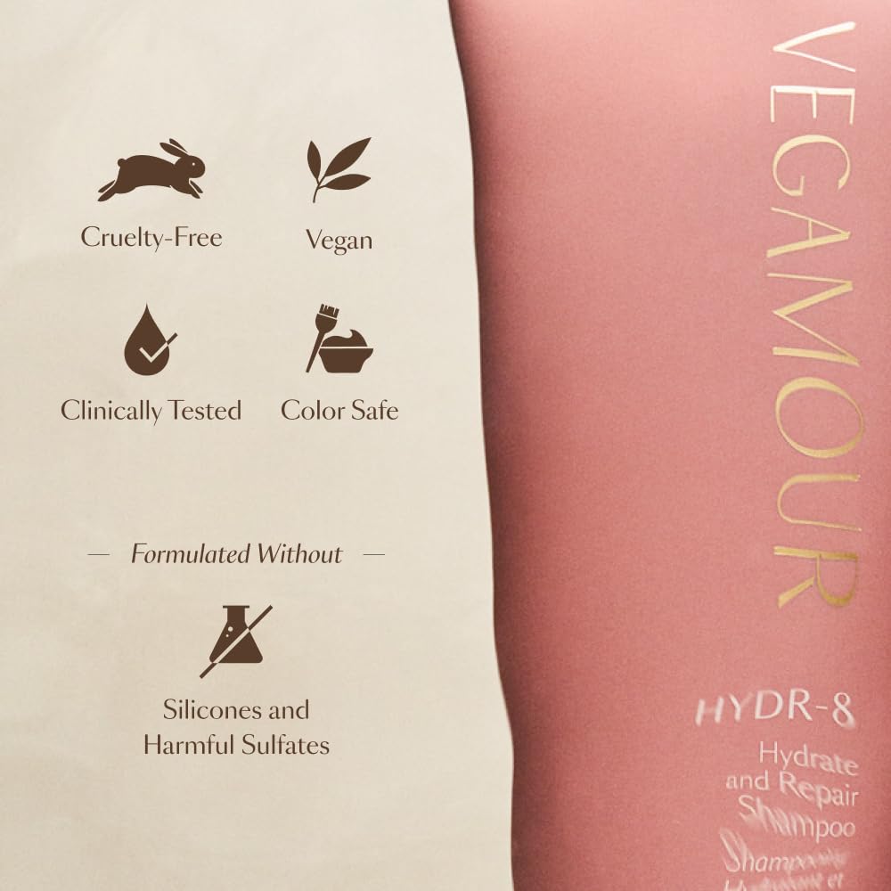 VEGAMOUR HYDR-8 Hydrate and Repair Shampoo | Cleanses and Hydrates Dry, Damaged Hair with Amino Acids and Karmatin™| Clean, Vegan, Cruelty-Free, Clinically Proven and Color Safe (8 Fl Oz) VEGAMOUR Au supplements
