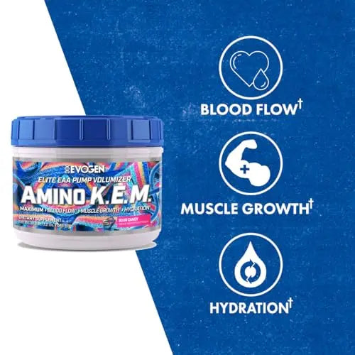 Evogen AminoKEM Sour Candy, Essential Amino Acid, BCAA, Nitric Oxide, Betaine, S7 Evogen Au supplements