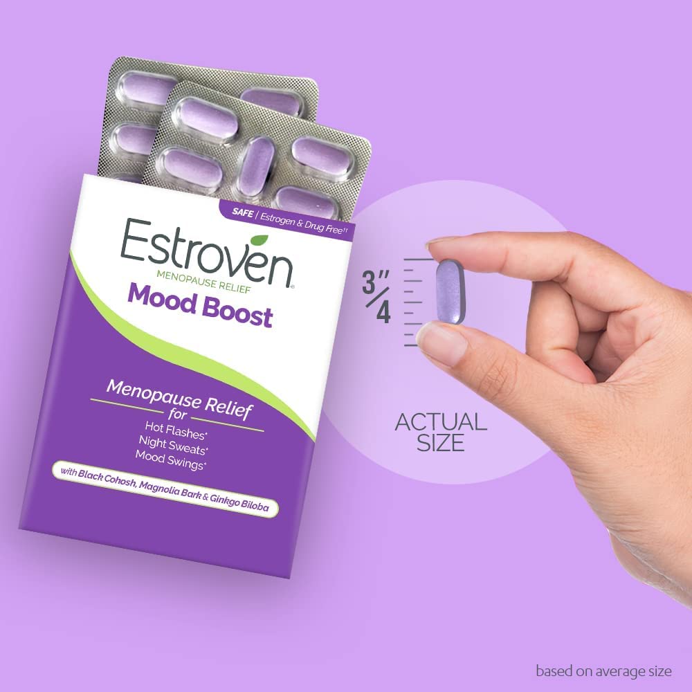 Estroven Mood Boost for Menopause Relief, Helps Reduce Hot Flashes & Night Sweats, Helps Manage Mood Swings, 30 Count Estroven Au supplements