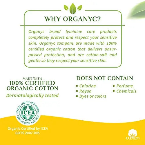 Organyc 100% Certified Organic Cotton Tampons, Plant-Based Eco-Applicator, Regular Flow, 16 Count Organyc Au supplements