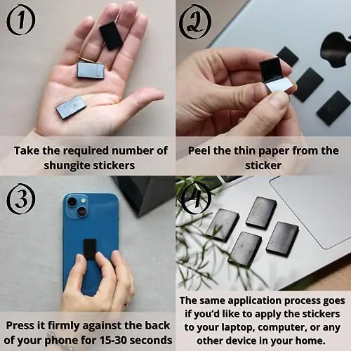 KarelianMasters Shungite Stone Stickers - Natural Stone Adhesive Plates for Phones (Set of 3 Plates) KARELIANMASTERS Au supplements