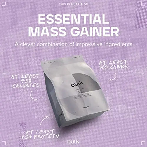 Bulk Essential Mass Gainer, Protein Shake for Weight Gain, Vanilla, 2.5 kg Bulk Au supplements