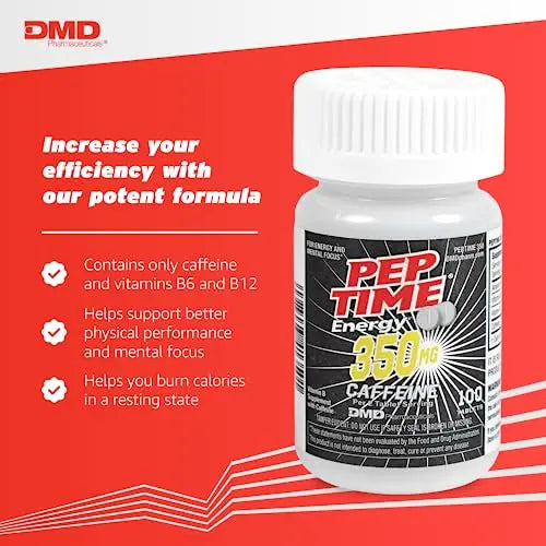 PEPTIME Energy Tablets, Vitamin B6 and B12 Caffeine Pills, 350 mg Caffeine PEPTIME Energy Au supplements