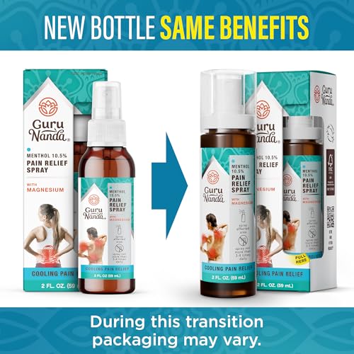 GuruNanda Menthol with Magnesium Spray for Pain Relief – 10.5% Menthol Cooling Spray for Muscle, Joint & Back Discomfort – No-Mess, Fast-Acting Relief, Pack of 3 GuruNanda Au supplements