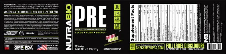 NutraBio PRE Workout V5 - (Cherry Limeade) NutraBio Au supplements