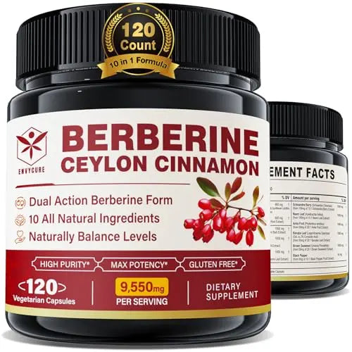 Berberine Supplement Organic 1500mg with Ceylon Cinnamon Bitter Melon & Banana Leaf envycure Au supplements