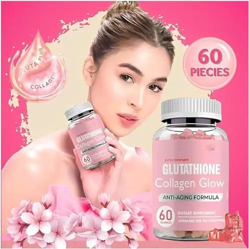 Glutathione Collagen Gummies,Glutathione Collagen Glow Gummies for Dark Spot,60 Pieces Pelinuar Au supplements