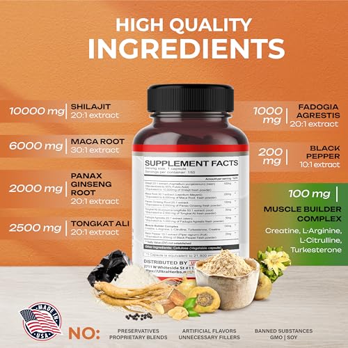 Shilajit Pure Himalayan 21,800mg - Energy Booster 85% Fulvic Acid, Maca Root ULTRA HERBS Au supplements