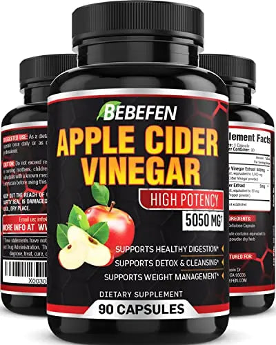 Apple Cider Vinegar Capsules - 5050mg Formula Pills with Black Pepper Extract BEBEFEN Au supplements