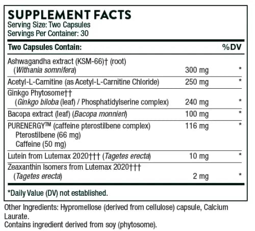 Thorne Memoractiv - Nootropic Brain Supplement for Focus, Creativity, and Concentration Thorne Au supplements